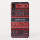 Sweater Red Black Pattern Weihnachten Personalisie Case-Mate iPhone Hülle (Rückseite)