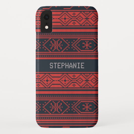 Sweater Red Black Pattern Weihnachten Personalisie Case-Mate iPhone Hülle (Rückseite)
