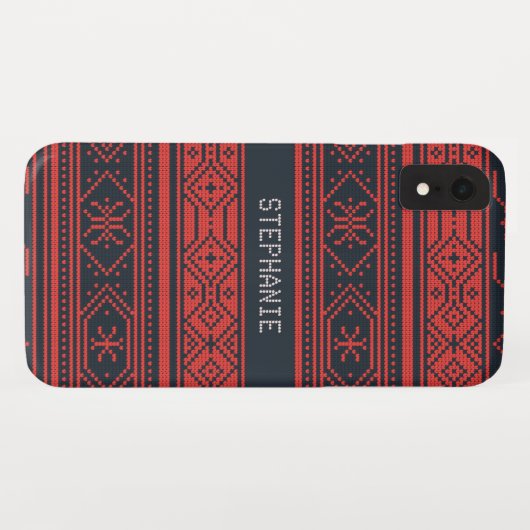 Sweater Red Black Pattern Weihnachten Personalisie Case-Mate iPhone Hülle (Rückseite (Horizontal))