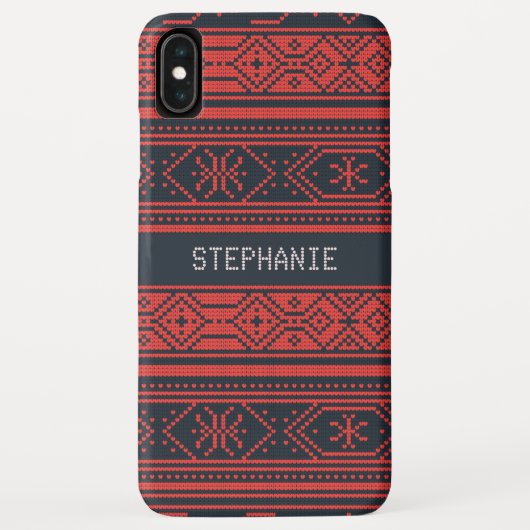 Sweater Red Black Pattern Weihnachten Personalisie Case-Mate iPhone Hülle (Rückseite)
