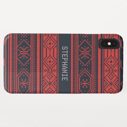Sweater Red Black Pattern Weihnachten Personalisie Case-Mate iPhone Hülle (Rückseite (Horizontal))