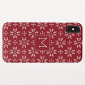 Sweater Red White FairIsle Christmas Monogram Case-Mate iPhone Hülle (Rückseite (Horizontal))
