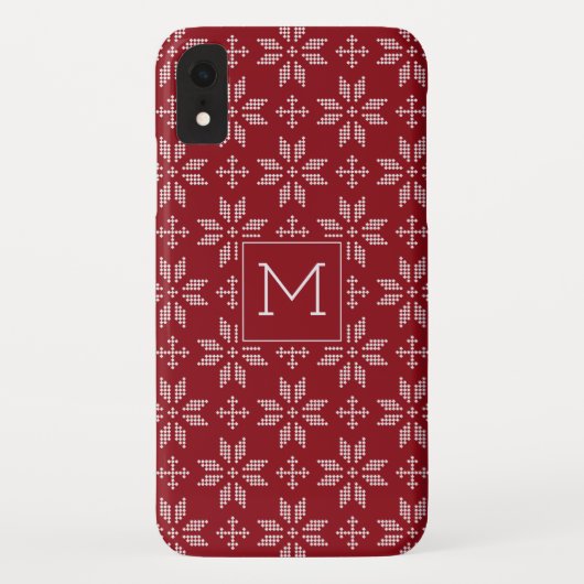 Sweater Red White FairIsle Christmas Monogram Case-Mate iPhone Hülle (Rückseite)