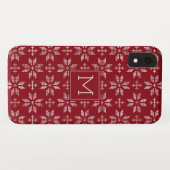 Sweater Red White FairIsle Christmas Monogram Case-Mate iPhone Hülle (Rückseite (Horizontal))