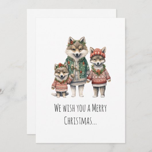 Sweater Wear Wolf Feiertagskarte (Vorne/Hinten)