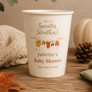 Sweater Weather Cozy Boho Herbst-Baby-Party Pappbecher