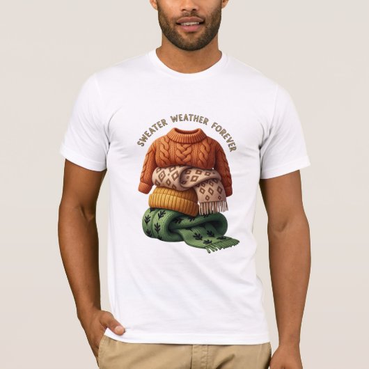 Sweater Weather Forever Cozy Knit Illustration T-Shirt (Vorderseite)