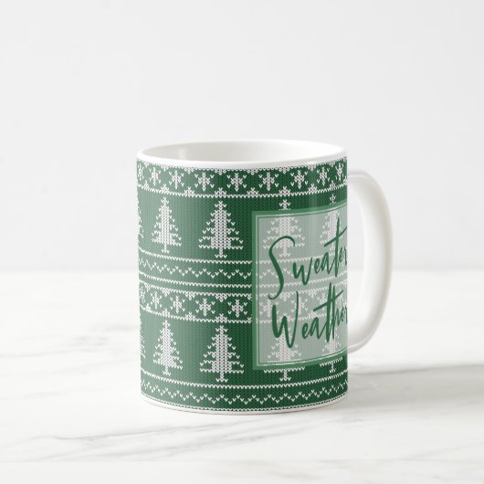 Sweater Weather Green Nordic Strick Weihnachten Kaffeetasse (VorderseiteRechts)