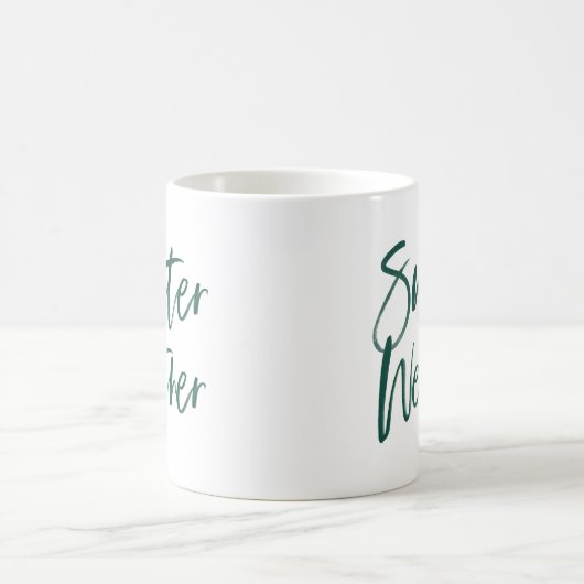 Sweater Weather Green Script Holiday Kaffeetasse (Mittel)