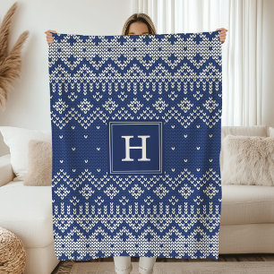 Sweater Weather Monogram Holiday Fleecedecke
