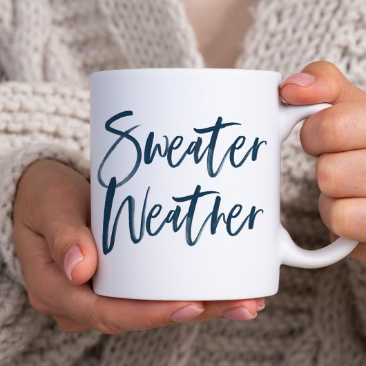 Sweater Weather Navy Script Holiday Kaffeetasse