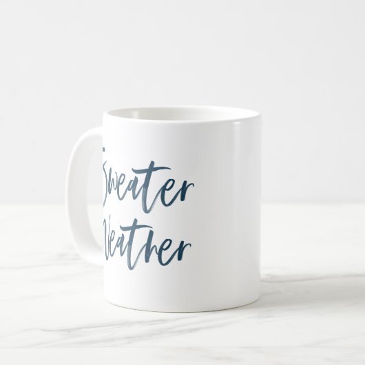 Sweater Weather Navy Script Holiday Kaffeetasse (Vorderseite Links)