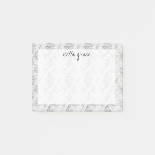 Sweater Weather | Pale Gray Cable Strick Muster Post-it Klebezettel (Vorderseite)