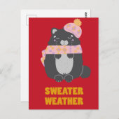 Sweater Weather Pink Scarf & Hat Kitty Postkarte (Vorne/Hinten)