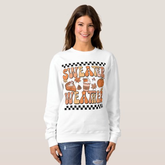 Sweater Weather Shirt, Retro Fall Pumpkin Saison Sweatshirt (Vorne ganz)