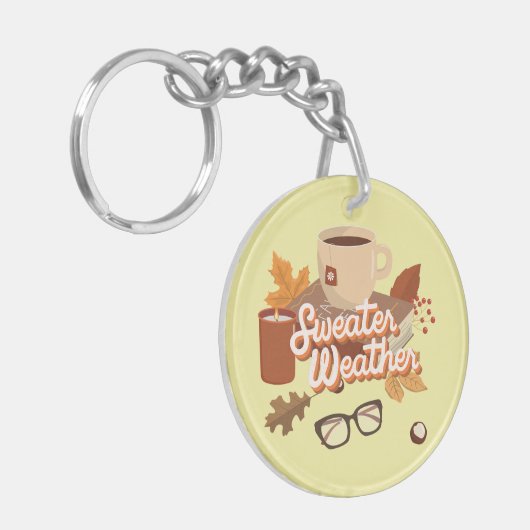 Sweater Wether Quote Cosy Fall Look Buch & Tasse Schlüsselanhänger (Vorderseite links)
