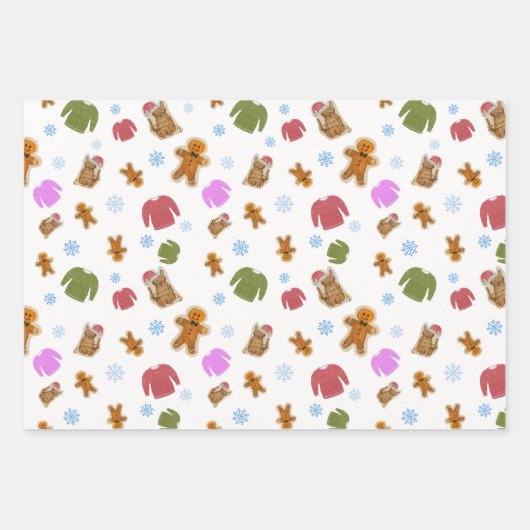 Sweaters and Gingerbread wrapping paper Geschenkpapier Set (Vorderseite)