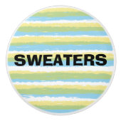 Sweaters Blue Yellow Watercolor Streifen Keramikknauf (Vorderseite)