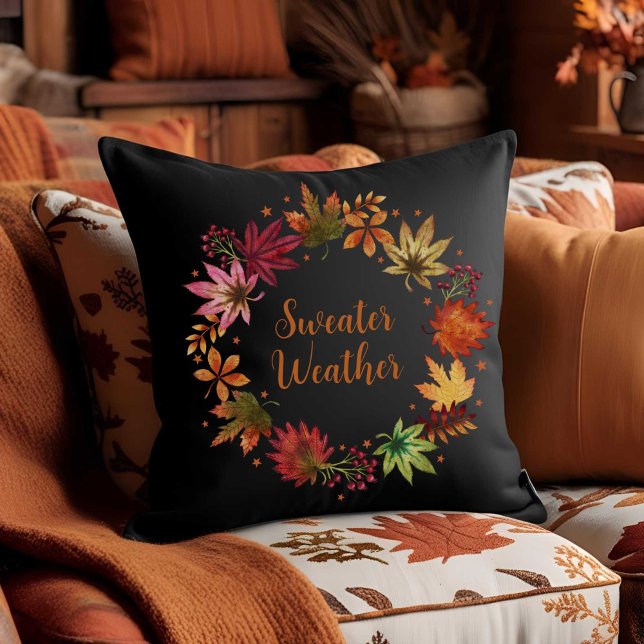 Sweather Weather Autumn Fallen Blätter ernten Kissen (Sweather Weather Autumn Fallen Leaves Harvest Throw Pillow)