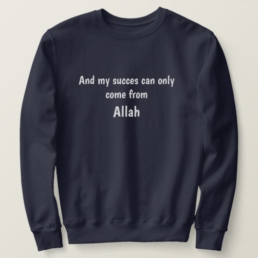 Sweatshirt "Allah = succes" blauw. (Design vorne)