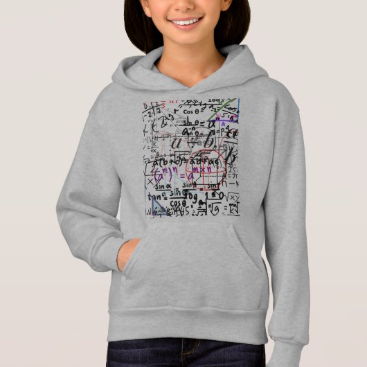 Sweatshirt hoodies grau Mathe gemustert (Vorderseite)