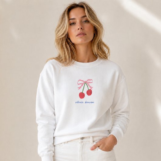 Sweatshirt | Kirschrote Kokette Schleife Süße Illu