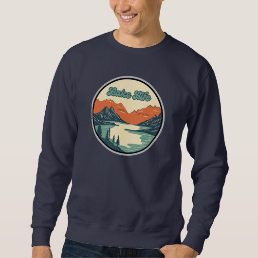 Sweatshirt - "Lake Life" mit Bergen (Vorderseite)