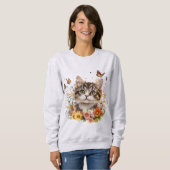 Sweatshirt mit adorable Kitt mit Blume (Vorne ganz)