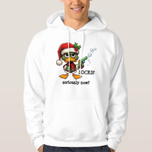 Sweatshirt "Socks? Seriously now?" No X-mas Duck (Vorderseite)