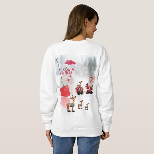 Sweatshirt Vintag Santa Snowman Rentier (Schwarz voll)