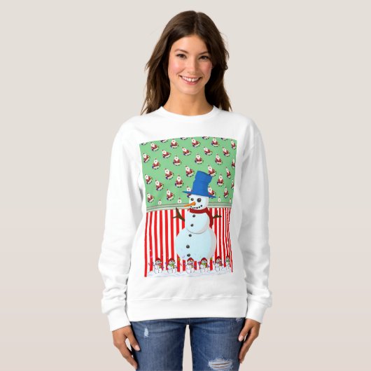Sweatshirt, Vintager Schneemann des Weihnachtsmann Sweatshirt (Vorne ganz)