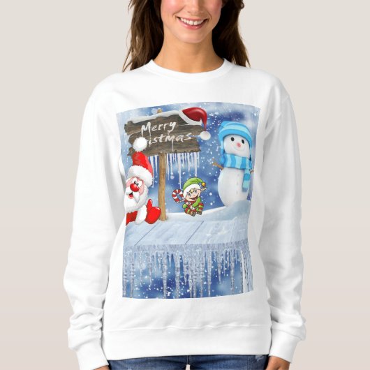 Sweatshirt, Vintager Schneemann des Weihnachtsmann Sweatshirt (Vorderseite)