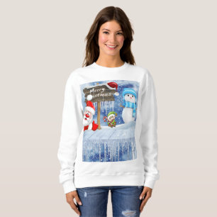Sweatshirt, Vintager Schneemann des Weihnachtsmann Sweatshirt