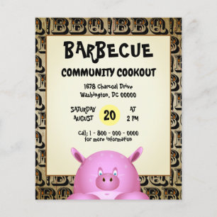 Sweaty Pink Cartoon Pig   Grill Flyer