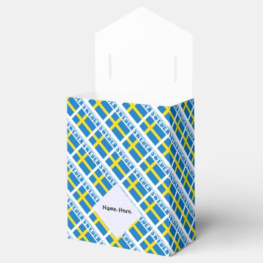 Sweden and Swedish Flag Tiled with Your Name Geschenkschachtel (Geöffnet)