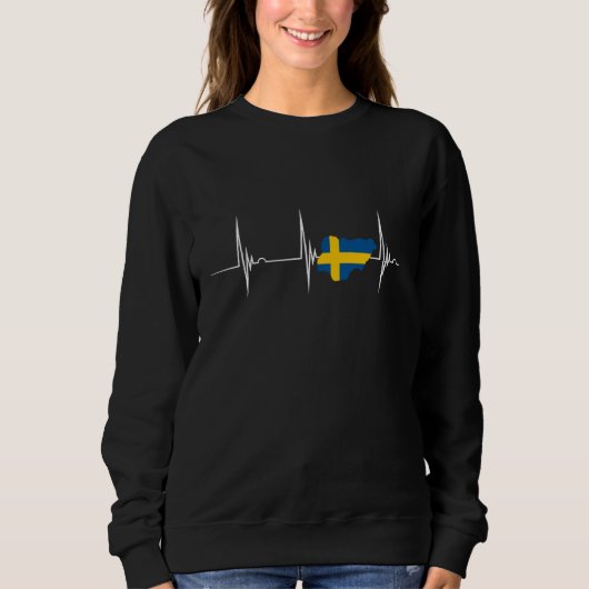 Sweden Flag Sverige Map Heartbeat EKG Pulse Swedis Sweatshirt (Vorderseite)