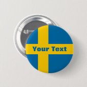 Sweden Flag Your Text Button (Vorne & Hinten)