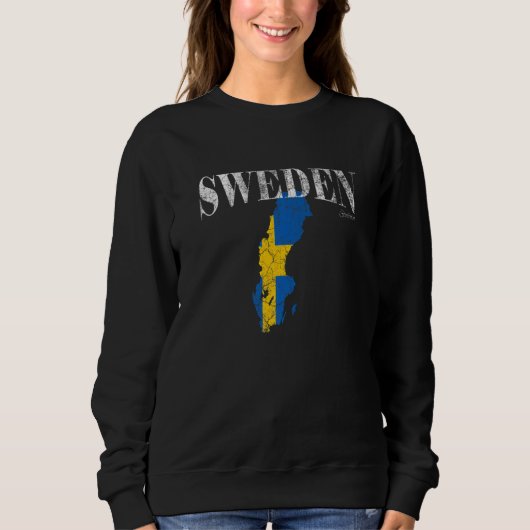 SWEDEN map, vintage Sweden flag, Stockholm Sweden  Sweatshirt (Vorderseite)