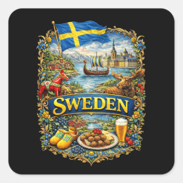 Sweden Quadratischer Aufkleber
