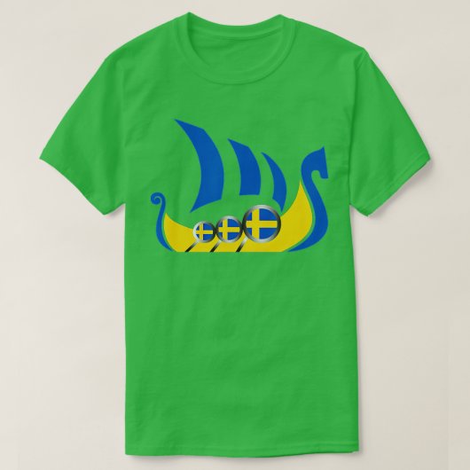 Sweden Viking Ship Swedish Flag Dragon Boat T-Shirt (Design vorne)