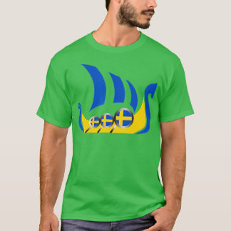 Sweden Viking Ship  Swedish Flag Dragon Boat  T-Shirt