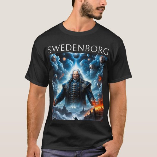Swedenborg Heaven & Hell Black AI Generierte Kunst T-Shirt (Vorderseite)