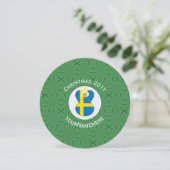 Swedish Angel Flag Christmas Personalize Round Inv Einladung (Stehend Vorderseite)