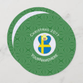Swedish Angel Flag Christmas Personalize Round Inv Einladung (Vorne/Hinten)
