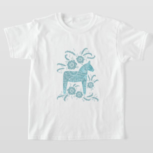 Swedish Dala Horse Aquamarin Green Viking T-Shirt