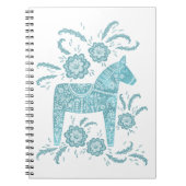 Swedish Dala Horse Aquamarin & White Folk Art Note Notizblock (Vorderseite)