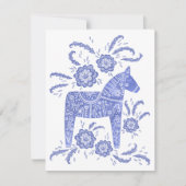 Swedish Dala Horse Blue and White Personalized Mitteilungskarte (Vorderseite)