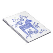 Swedish Dala Horse Blue & White Folk Art Notebook Notizblock (Rechte Seite)