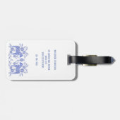 Swedish Dala Horse Folk Art Blue & White Custom Gepäckanhänger (Rückseite horizontal)