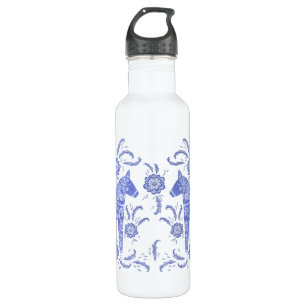 Swedish Dala Horse Indigo Blue  and White Edelstahlflasche